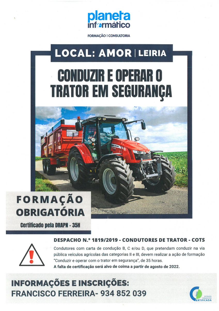 Imagem Formação Conduzir e Operar o Trator em Segurança.
