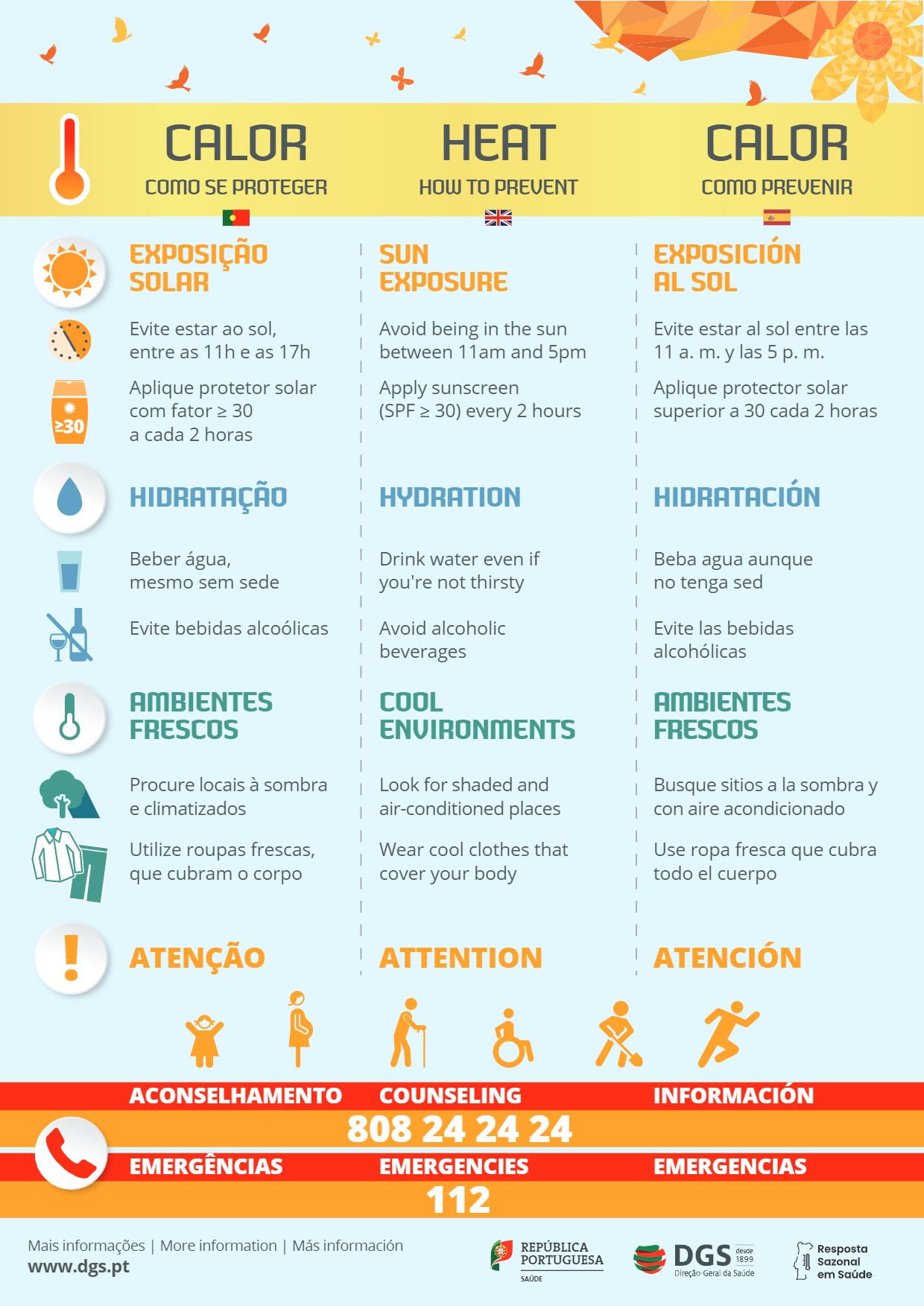 Imagem Comunicado da Direção Geral de Saúde - recomendações face à previsão de temperaturas muito elevadas